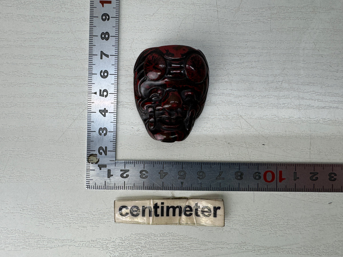 Y11103 NETSUKE Men mask Lacquered Japan antique kimono accessory ornament figure