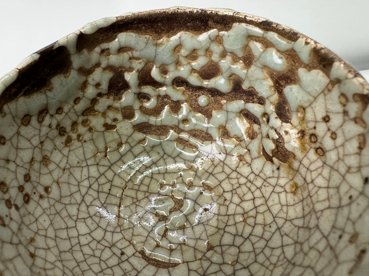 Y11113 CHAWAN Ofuke-ware bowl box Japan antique tea ceremony pottery teacup