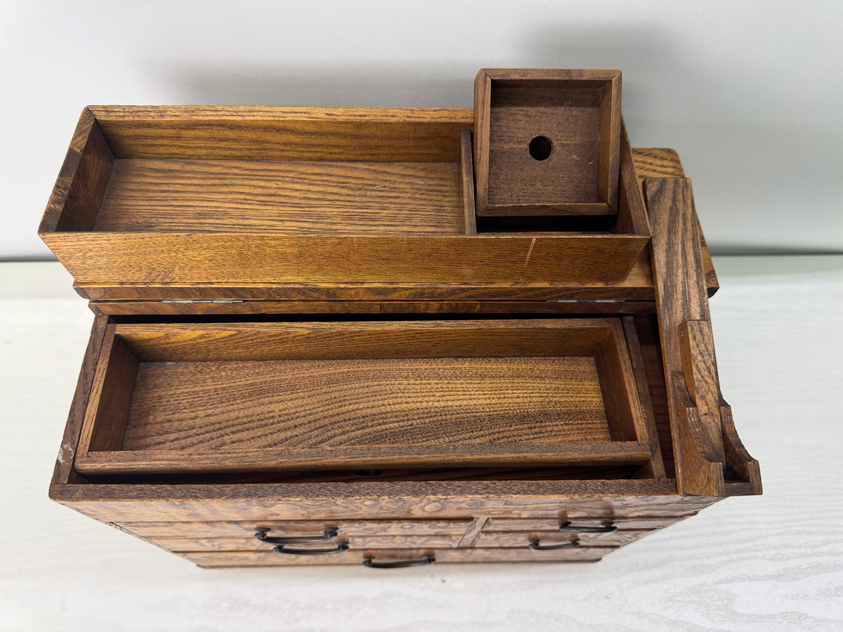 Y11122 TANSU Tamamoku wood small chest drawers Sewing box Japan antique storage