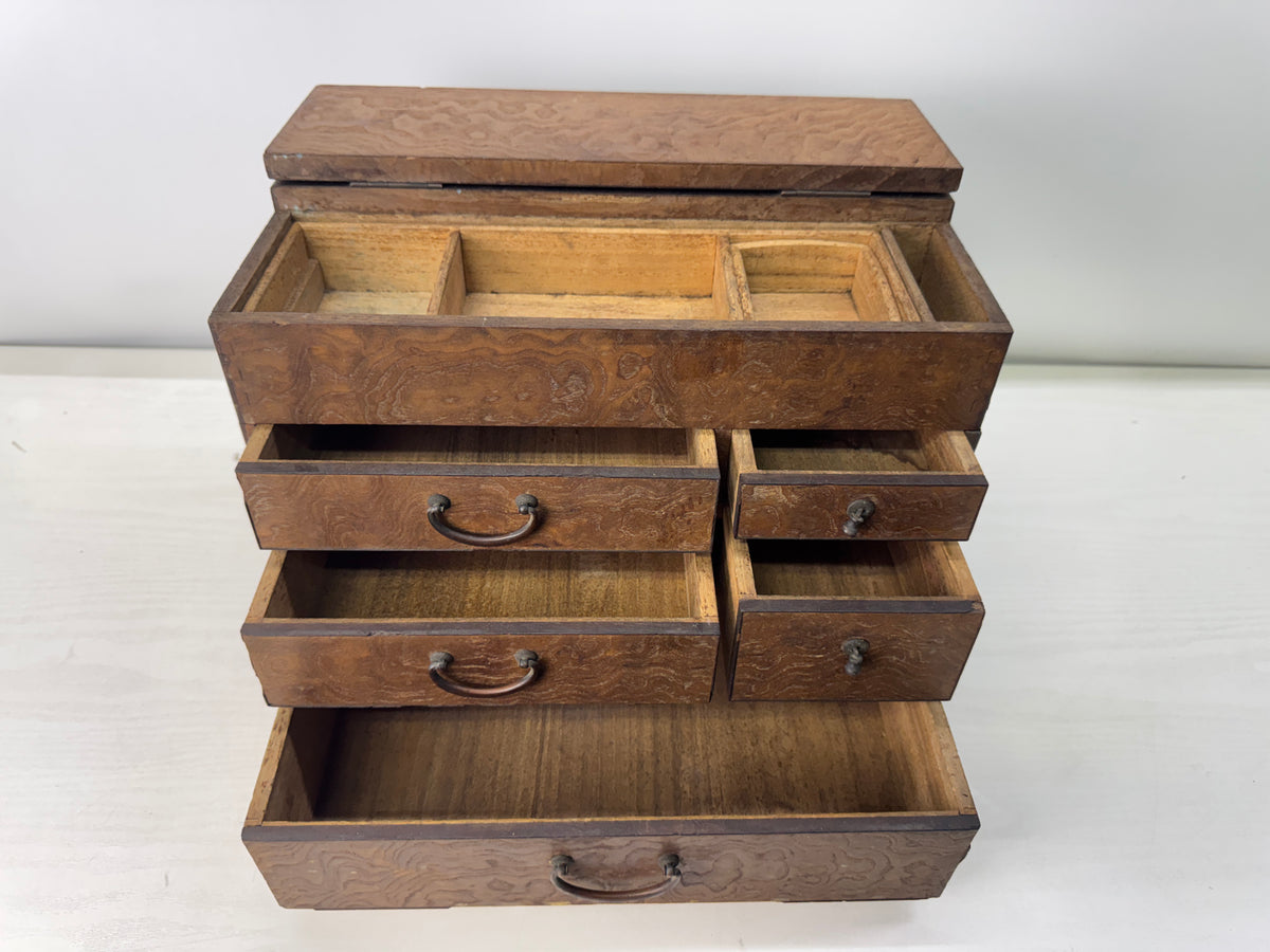 Y11123 TANSU Mulberry wood Sewing box small chest drawers Japan antique storage