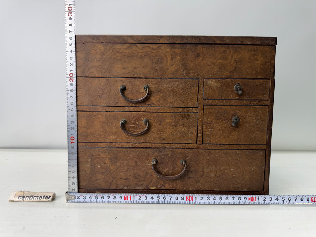 Y11123 TANSU Mulberry wood Sewing box small chest drawers Japan antique storage