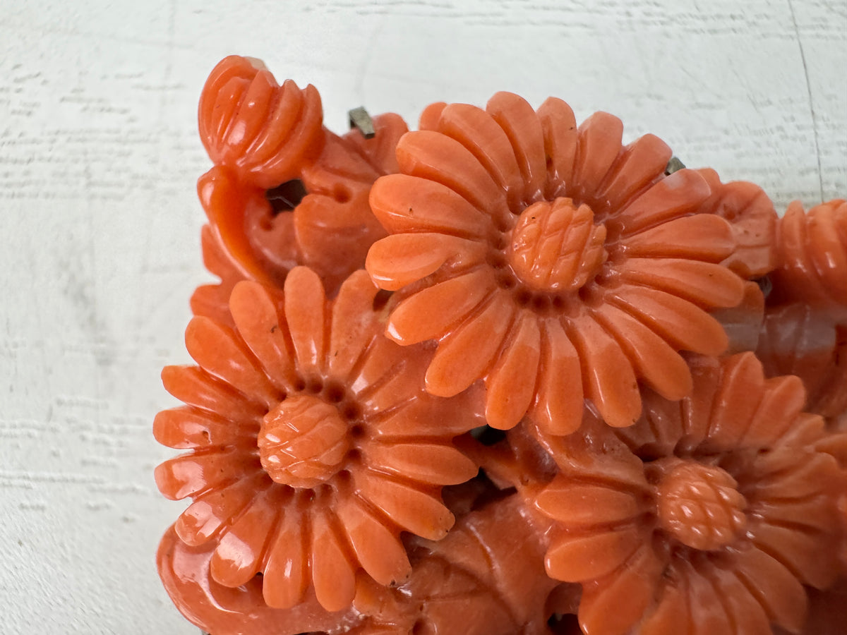 Y11125 OBIDOME Genuine Coral Sash clip brooch Japan antique kimono accessory