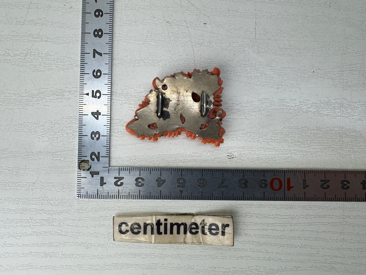 Y11125 OBIDOME Genuine Coral Sash clip brooch Japan antique kimono accessory