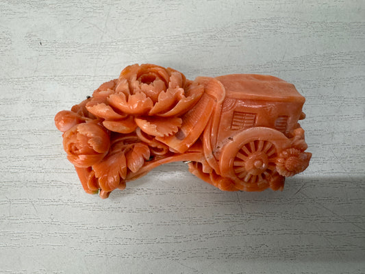 Y11127 OBIDOME Genuine Coral Sash clip brooch Japan antique kimono accessory