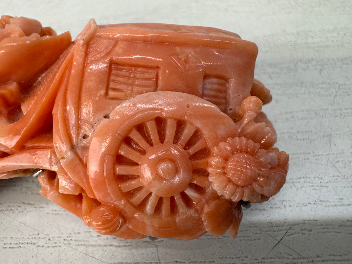 Y11127 OBIDOME Genuine Coral Sash clip brooch Japan antique kimono accessory