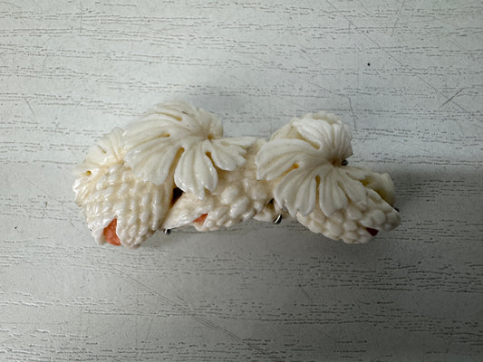 Y11128 OBIDOME Genuine Coral Sash clip brooch Japan antique kimono accessory