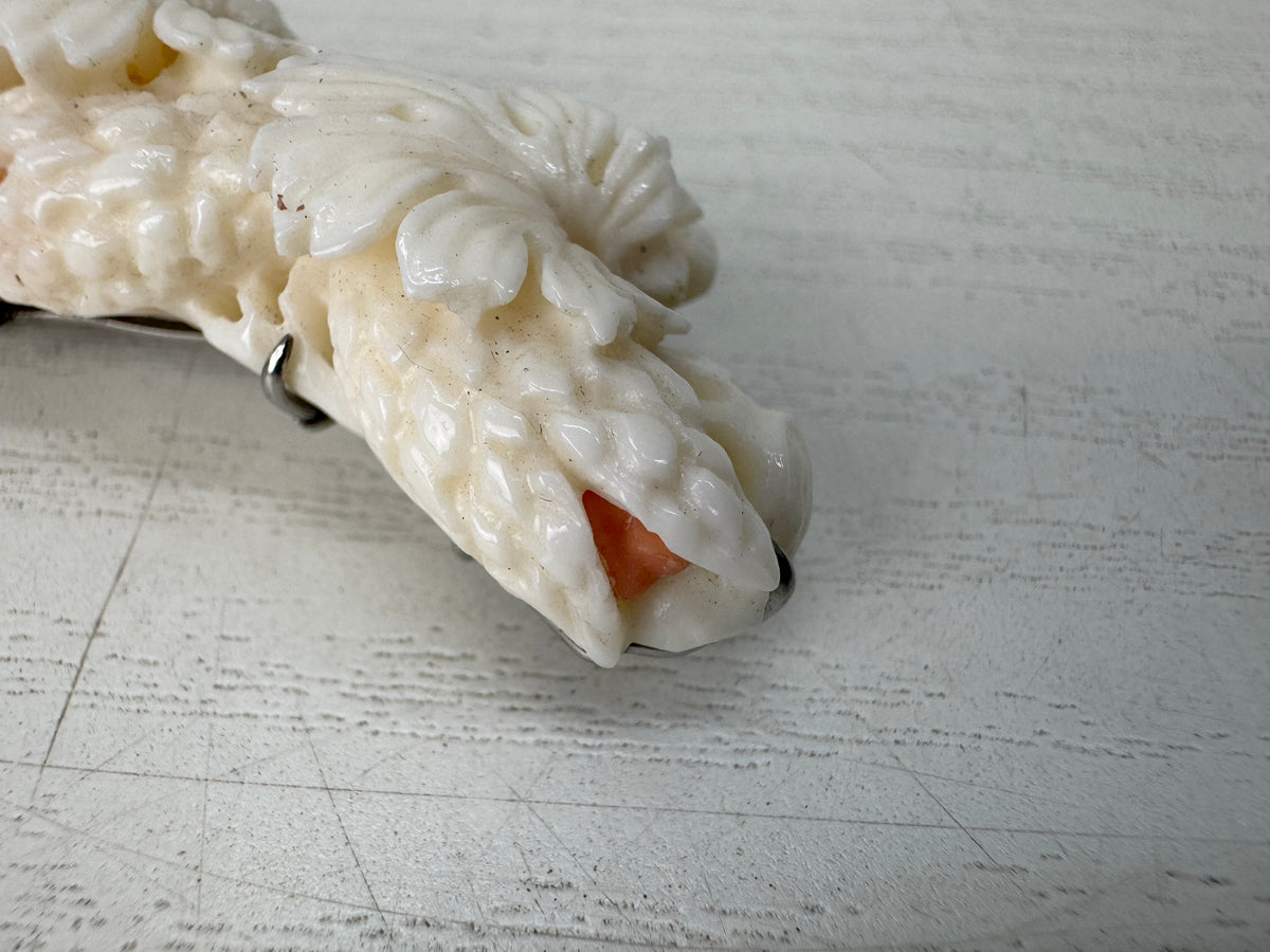 Y11128 OBIDOME Genuine Coral Sash clip brooch Japan antique kimono accessory