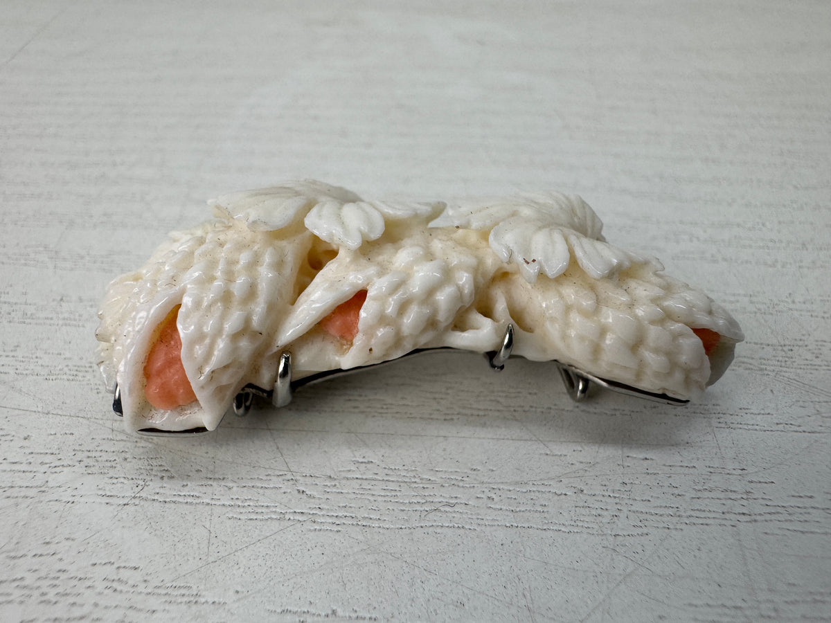 Y11128 OBIDOME Genuine Coral Sash clip brooch Japan antique kimono accessory