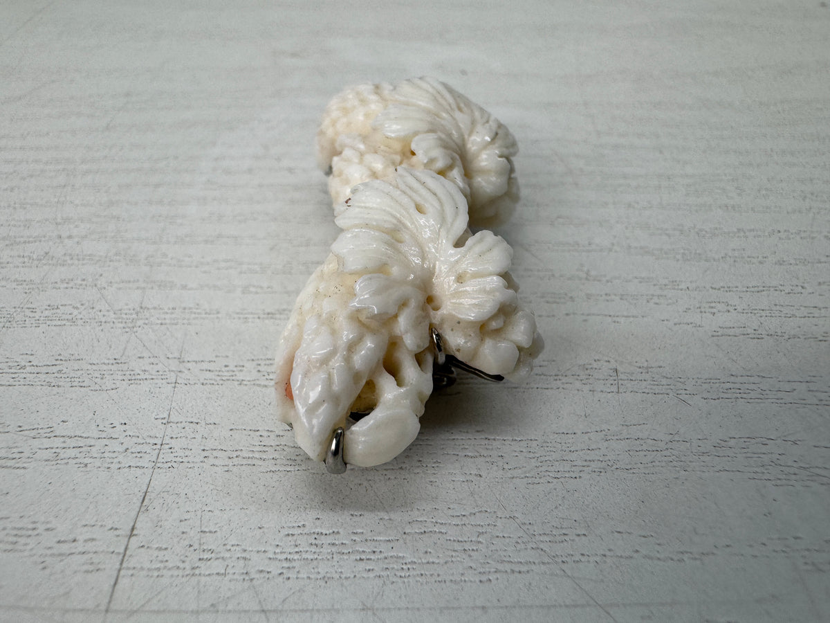 Y11128 OBIDOME Genuine Coral Sash clip brooch Japan antique kimono accessory