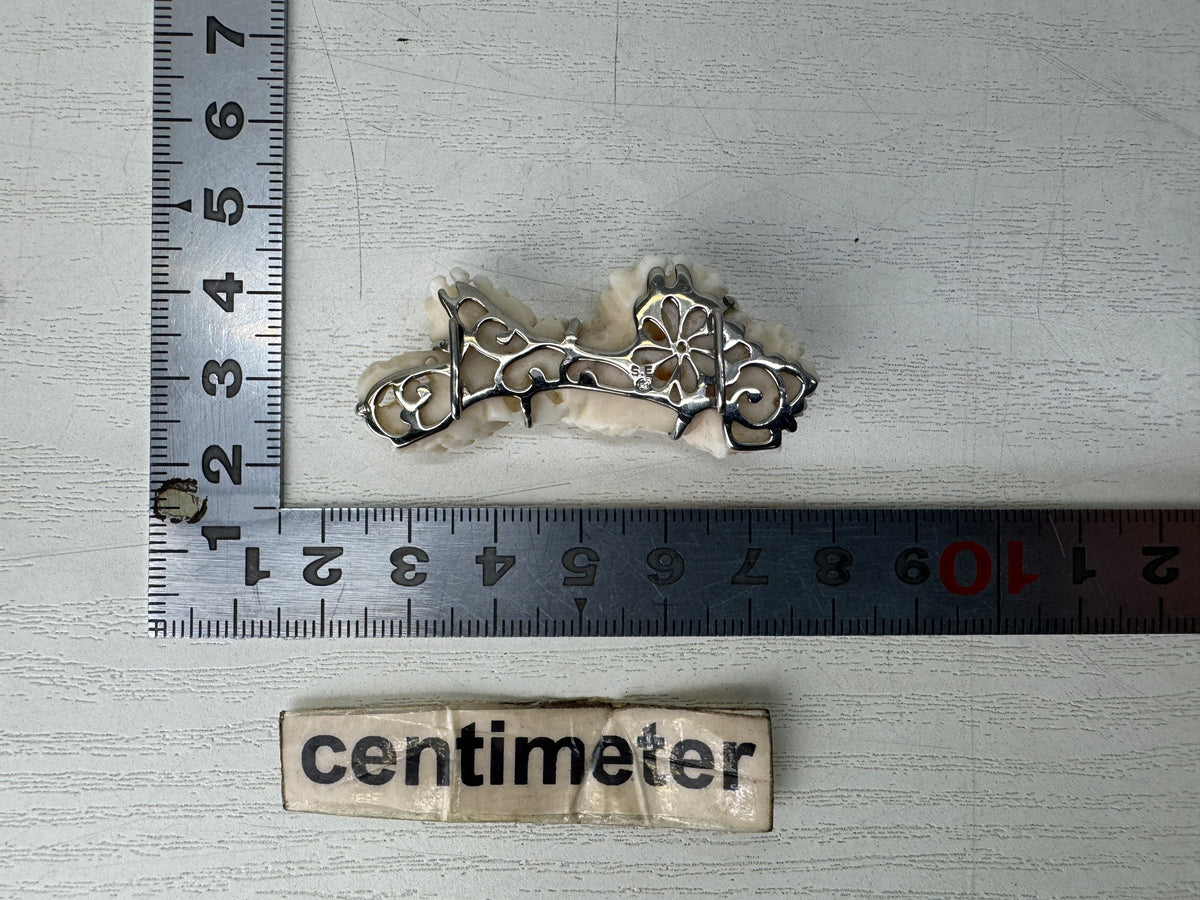 Y11128 OBIDOME Genuine Coral Sash clip brooch Japan antique kimono accessory