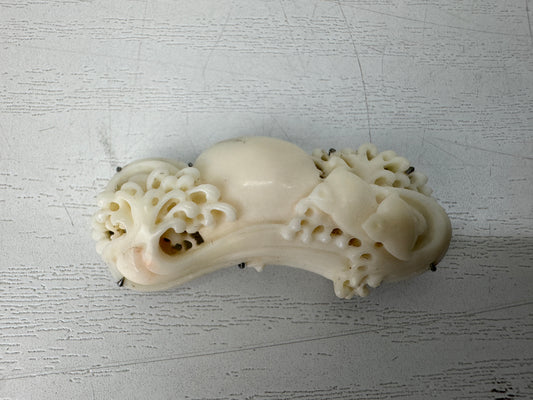Y11129 OBIDOME Genuine Coral Sash clip brooch Japan antique kimono accessory