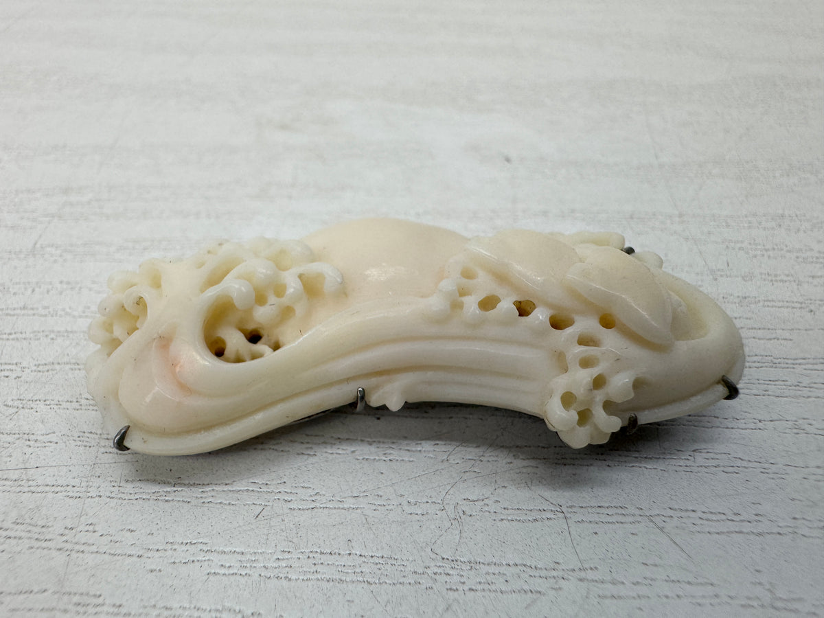 Y11129 OBIDOME Genuine Coral Sash clip brooch Japan antique kimono accessory