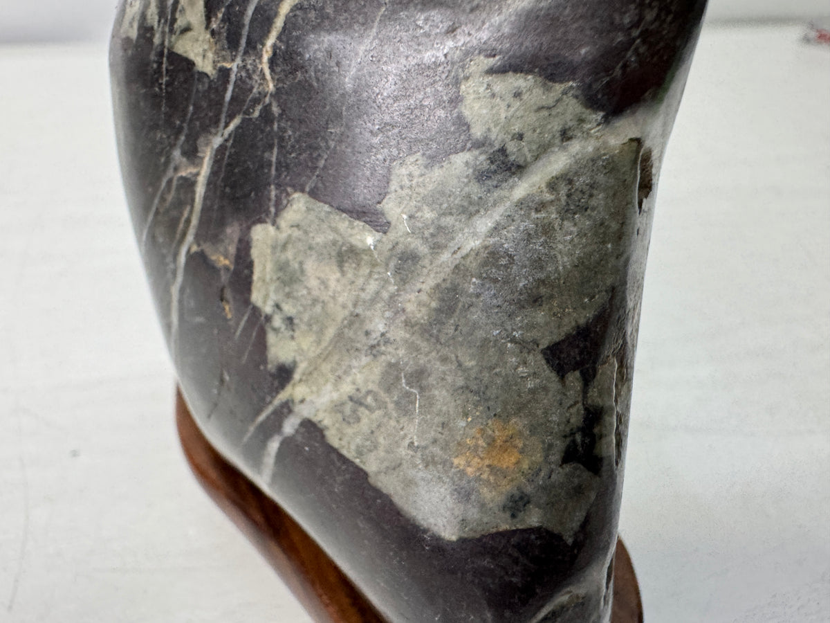 Y11130 OKIMONO Suiseki Raw Viewing stone wooden stand Japan antique interior