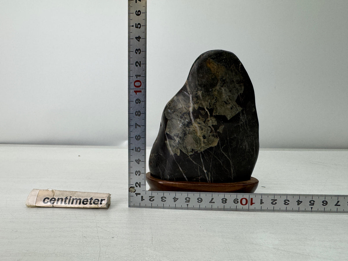 Y11130 OKIMONO Suiseki Raw Viewing stone wooden stand Japan antique interior