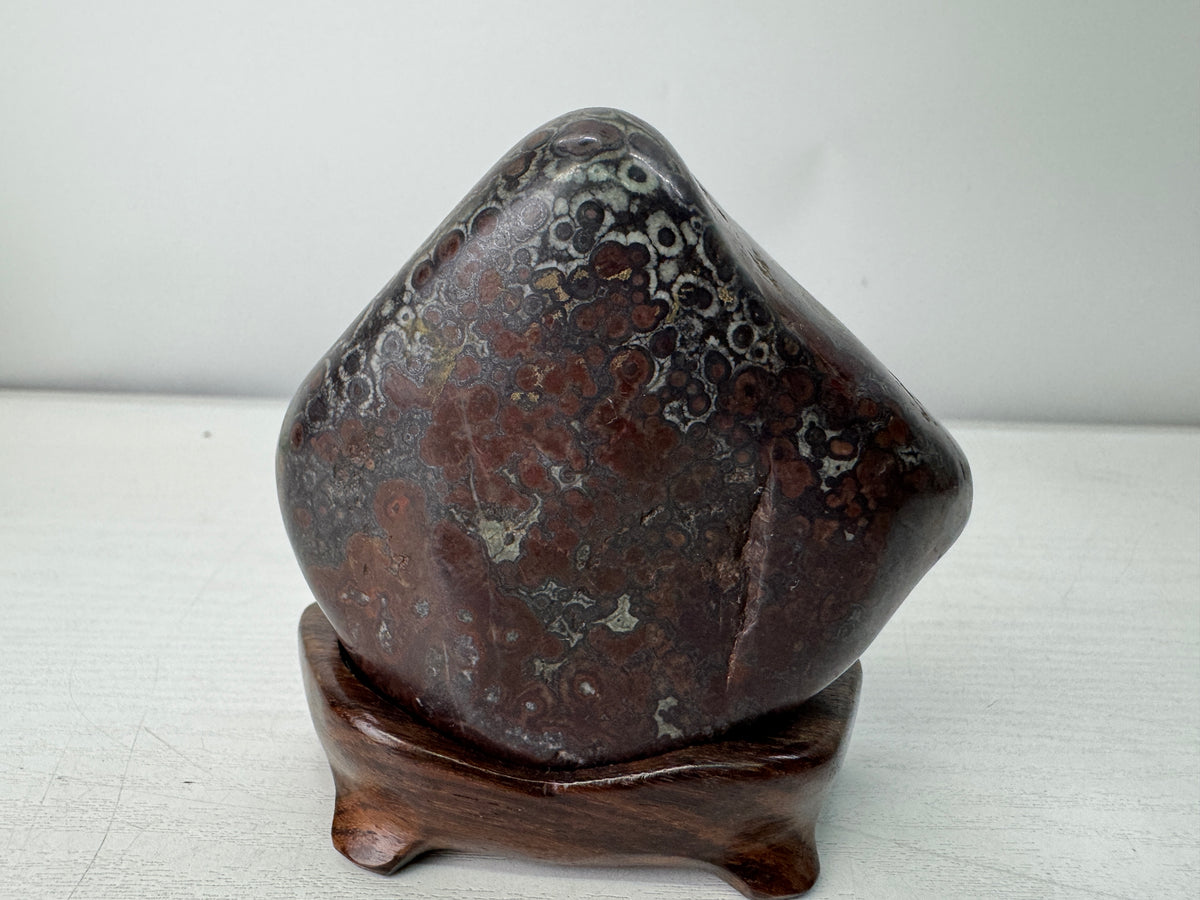 Y11133 OKIMONO Suiseki viewing stone  wooden stand Japan antique interior decor