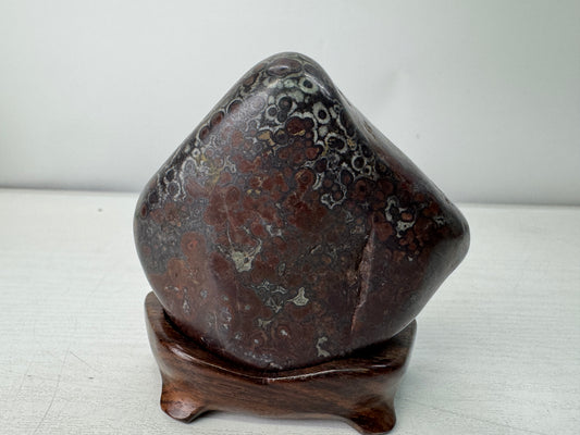 Y11133 OKIMONO Suiseki viewing stone  wooden stand Japan antique interior decor