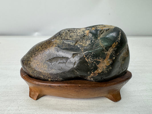 Y11134 OKIMONO Viewing stone wooden stand Japan antique interior ornament decor