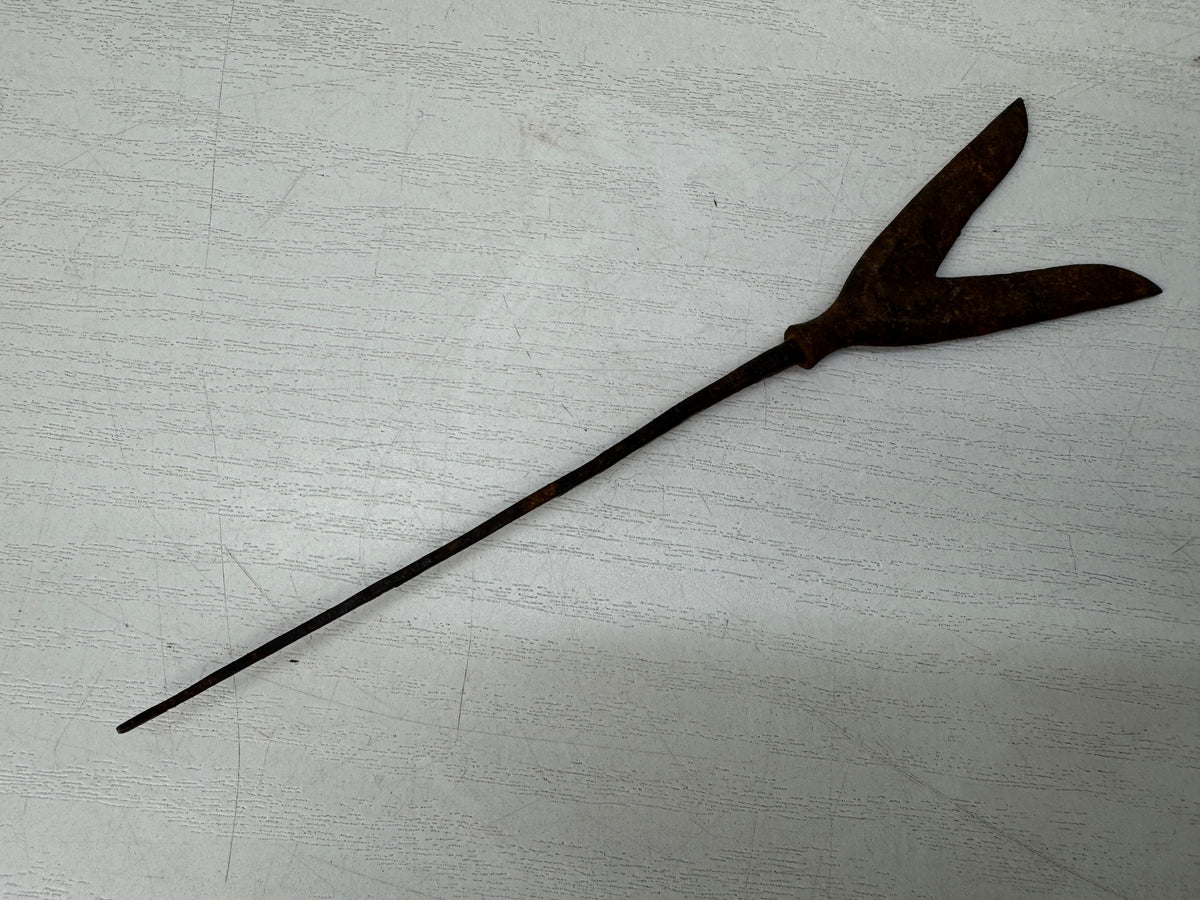 Y11137 YAJIRI Iron Karimata forked Arrowhead unsigned weaponry Japan antique