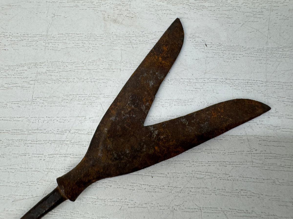 Y11137 YAJIRI Iron Karimata forked Arrowhead unsigned weaponry Japan antique