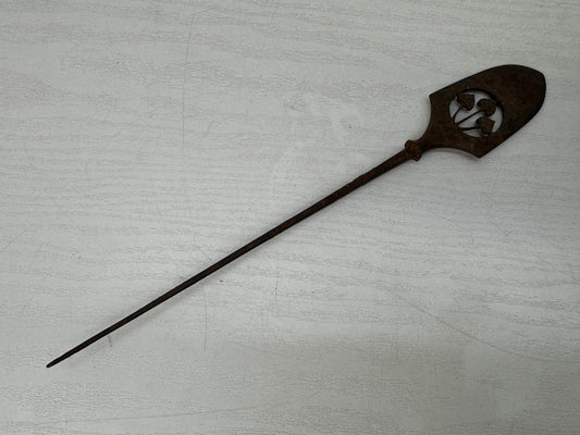 Y11140 YAJIRI Iron Hirane wide flat Arrowhead openwork weaponry Japan antique