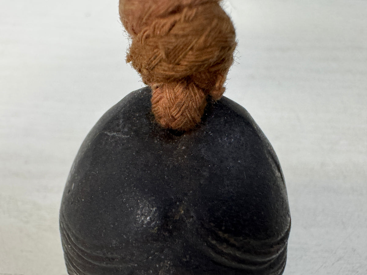 Y11146 BELL Copper Ofuku face shape ornament Japan antique accessory trinket