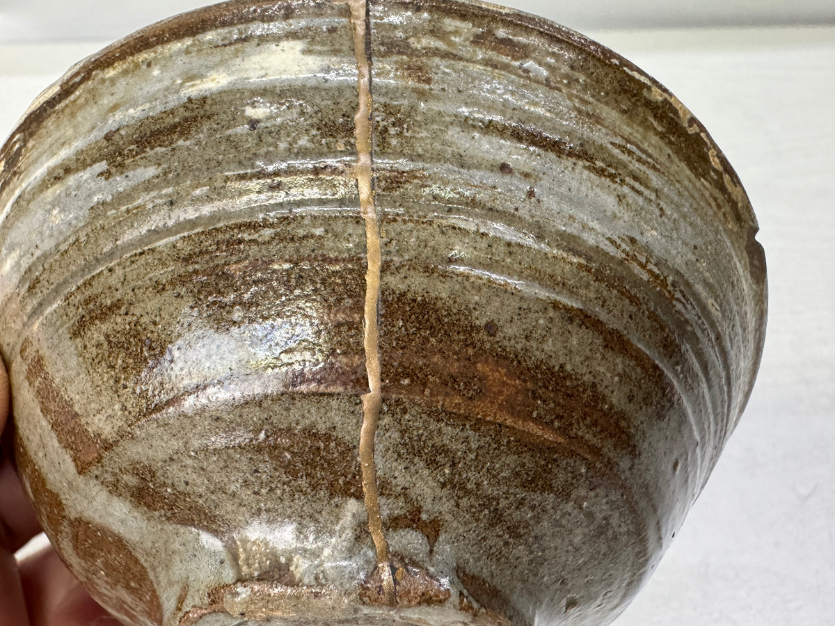 Y11152 CHAWAN Mishima flat Sake cup Sakazuki kintsugi Li Dynasty antique pottery