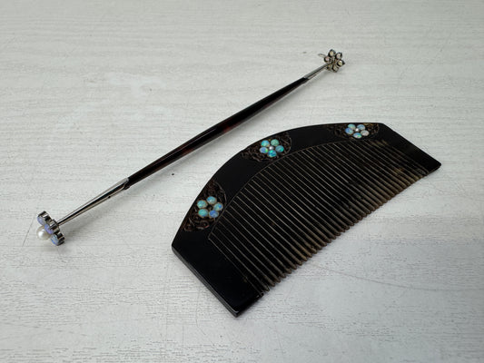 Y11153 KANZASHI Comb Hair pin accessory Pearl Opal craft Japan antique kimono