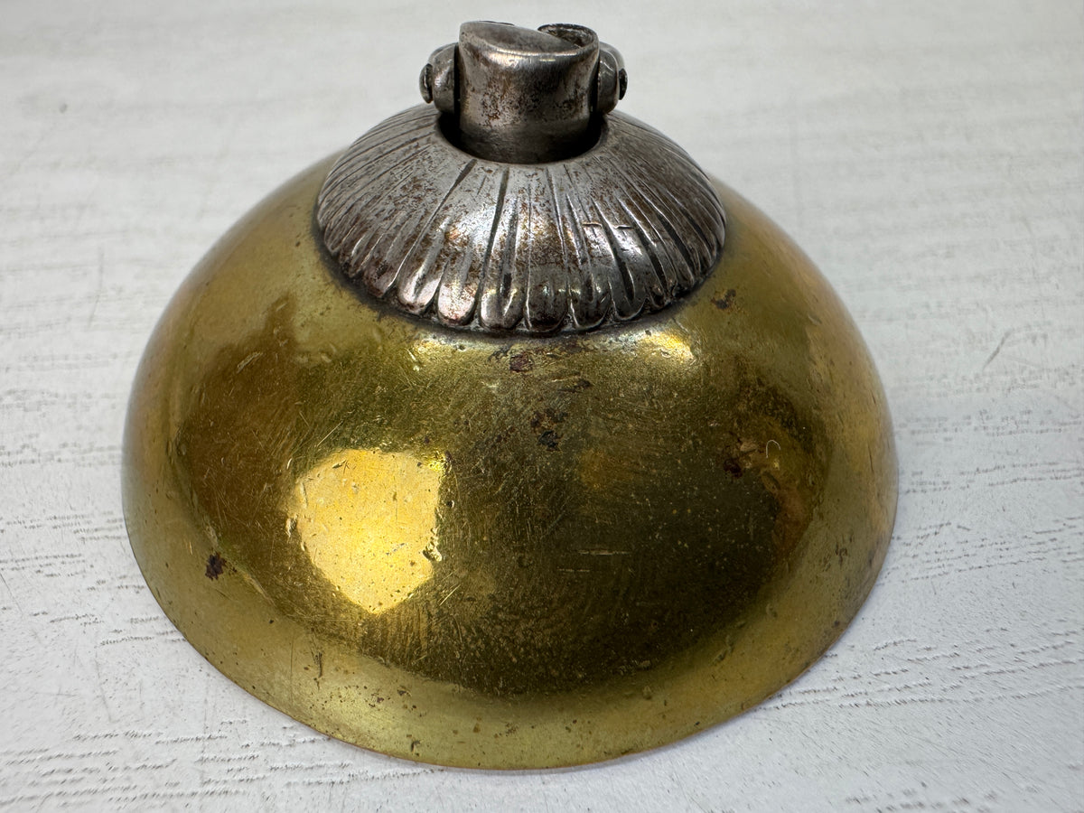 Y11154 NETSUKE Manju-style metal Sagemono Japan antique kimono accessory fashion