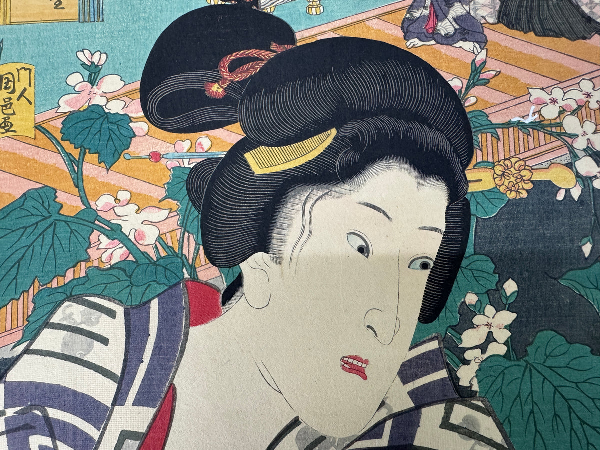 Y11162 WOODBLOCK PRINT Toyokuni Beautiful woman 1 piece Japan antique Ukiyoe