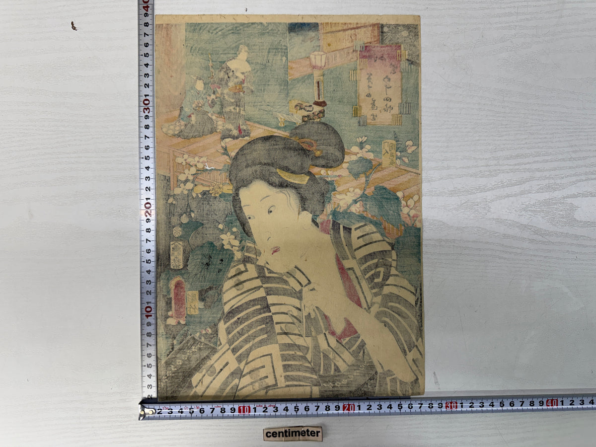 Y11162 WOODBLOCK PRINT Toyokuni Beautiful woman 1 piece Japan antique Ukiyoe