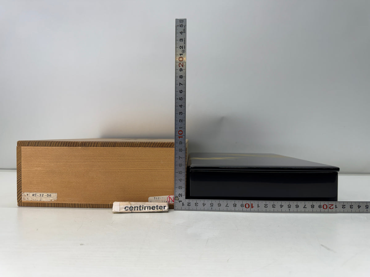 Y11165 BOX Wajima lacquer Letter container signed box Japan antique stationery