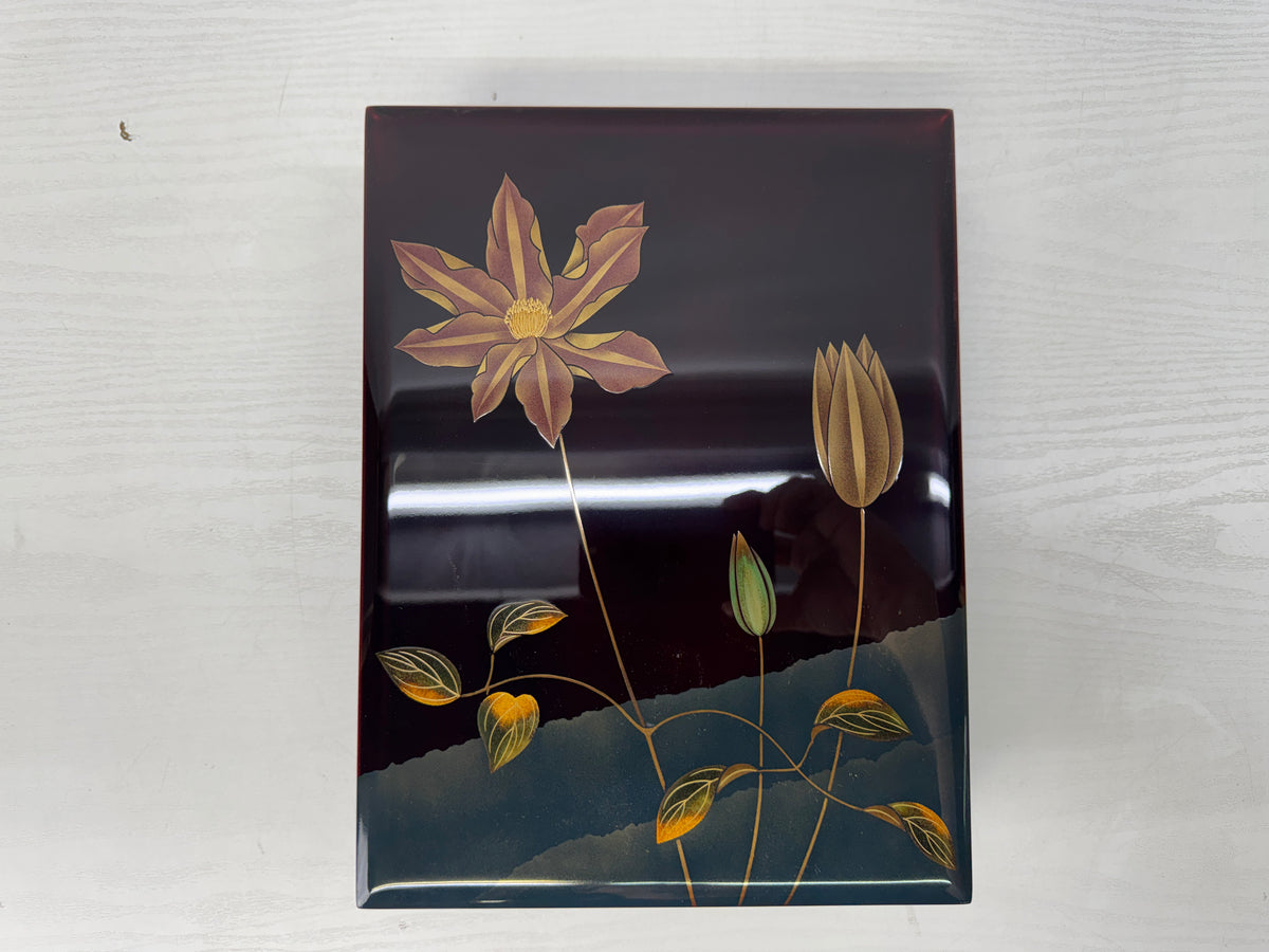 Y11166 BOX Wajima lacquer Letter container signed box Japan antique stationery