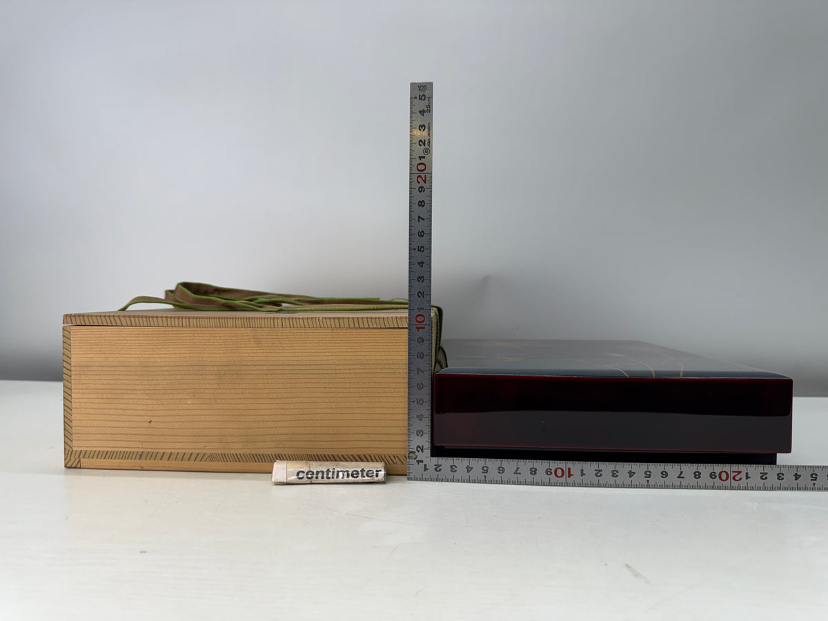 Y11166 BOX Wajima lacquer Letter container signed box Japan antique stationery