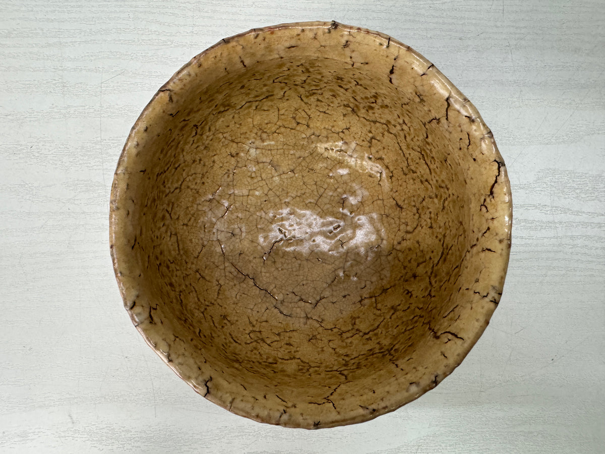 Y11173 CHAWAN Hagi-ware bowl signed box Japan antique tea ceremony pottery cup