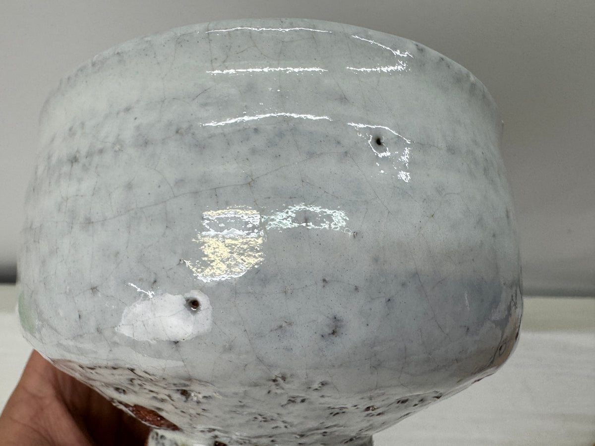 Y11174 CHAWAN Hagi-ware bowl signed box Japan antique tea ceremony pottery cup