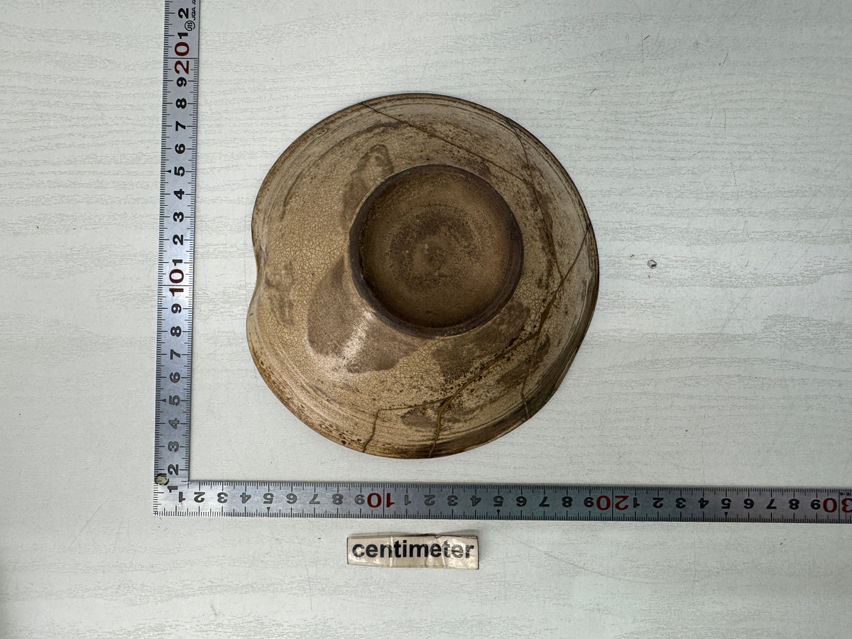 Y11175 CHAWAN Korean flat bowl kintsugi Korea antique tea ceremony pottery cup