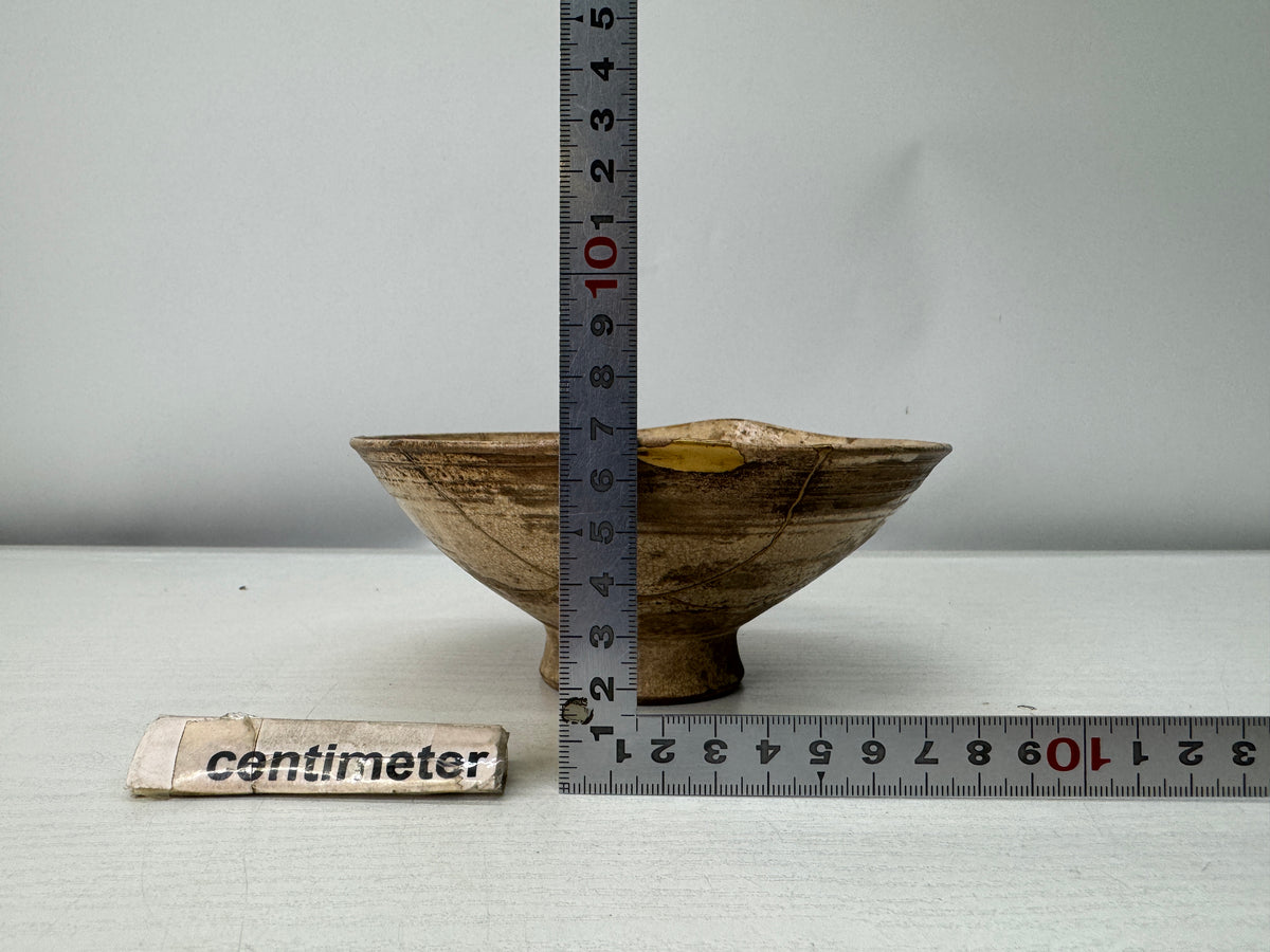 Y11175 CHAWAN Korean flat bowl kintsugi Korea antique tea ceremony pottery cup