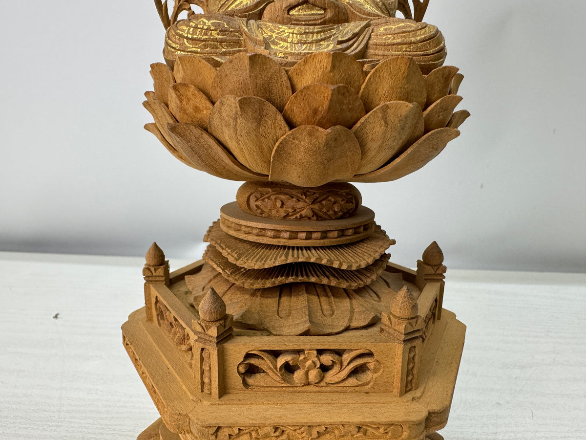 Y11178 STATUE Plain wood carving gold leaf Buddha figure Japan antique Buddhism