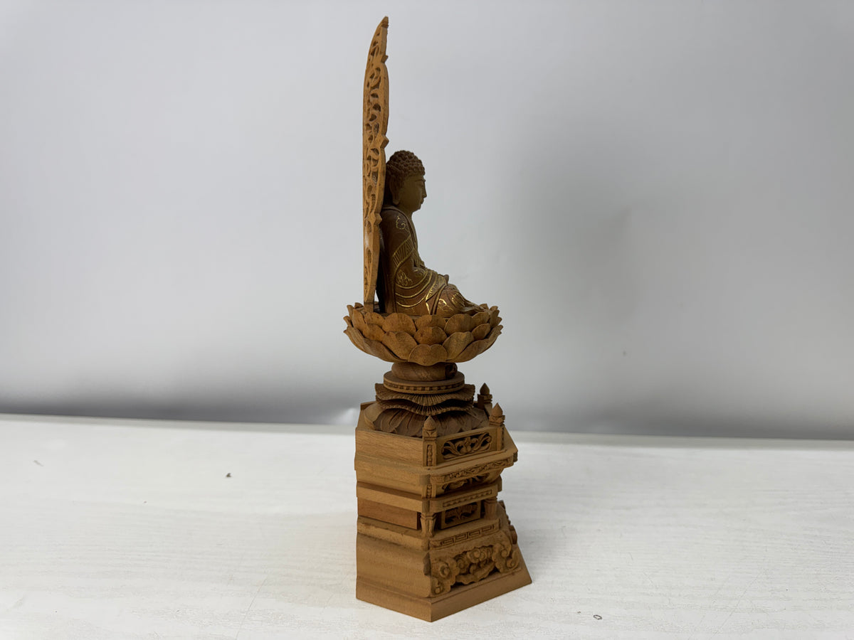 Y11178 STATUE Plain wood carving gold leaf Buddha figure Japan antique Buddhism