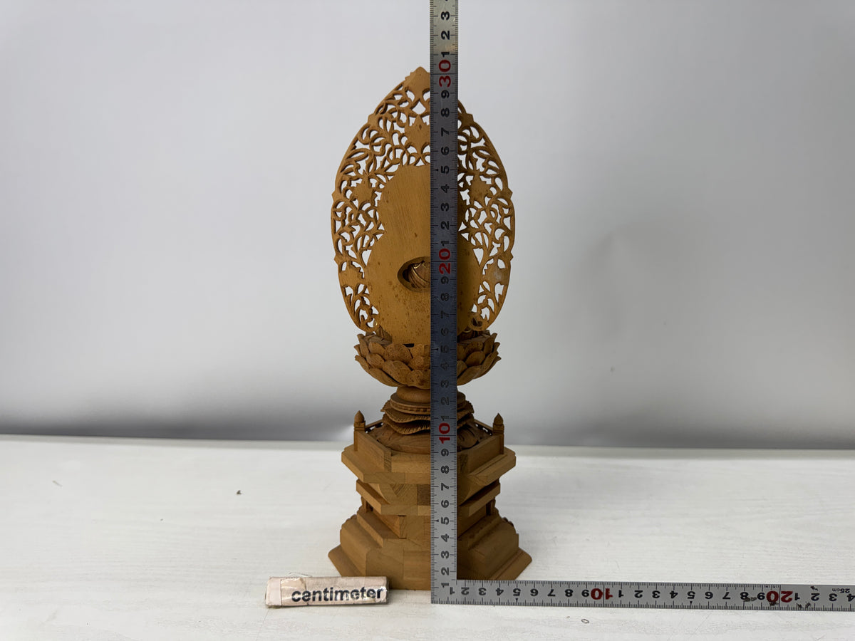 Y11178 STATUE Plain wood carving gold leaf Buddha figure Japan antique Buddhism