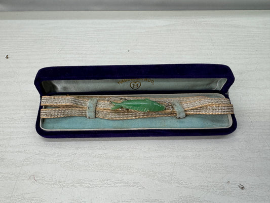 Y11194 OBIDOME Jade Sash clip clasp brooch box Japan antique kimono accessory