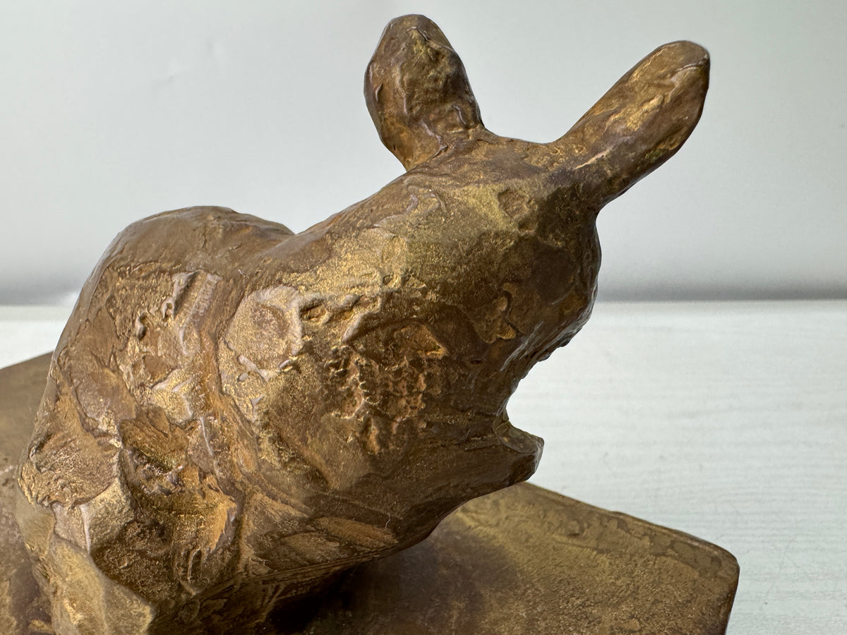 Y11207 OKIMONO Bronze Mouse figurine signed box Japan antique interior ornament