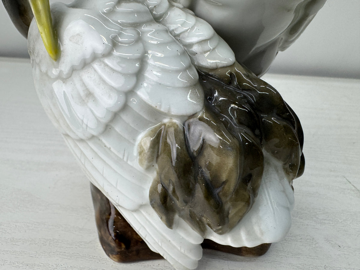 Y11209 OKIMONO Arita-ware Crain figurine signed box Japan antique interior decor
