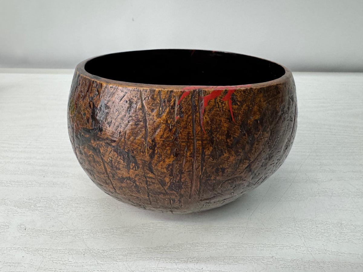 Y11212 KENSUI Coconut shell water pot container Crab Japan antique tea ceremony