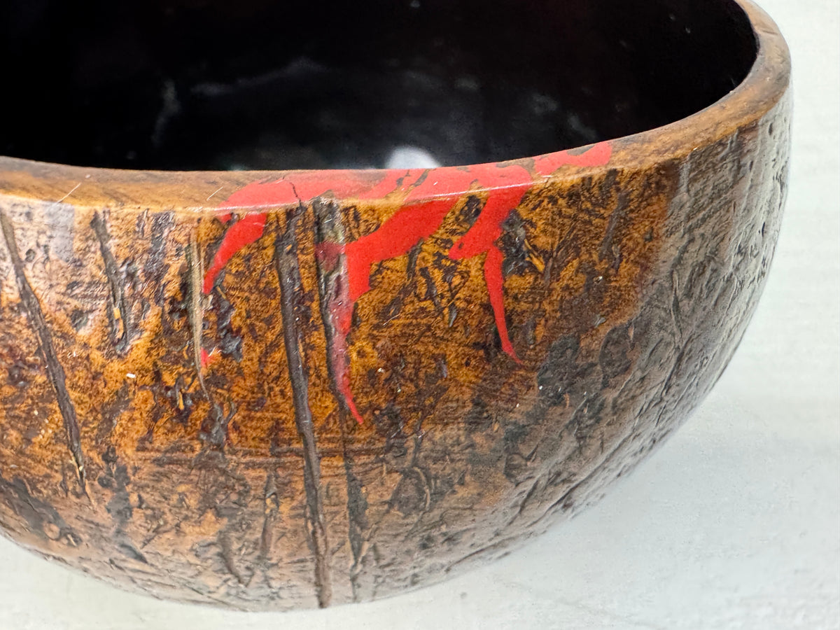 Y11212 KENSUI Coconut shell water pot container Crab Japan antique tea ceremony