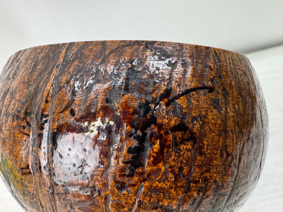Y11212 KENSUI Coconut shell water pot container Crab Japan antique tea ceremony
