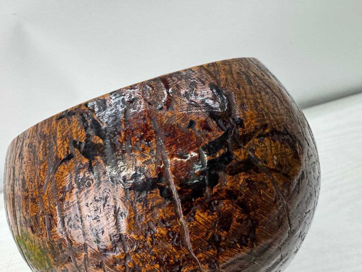 Y11212 KENSUI Coconut shell water pot container Crab Japan antique tea ceremony