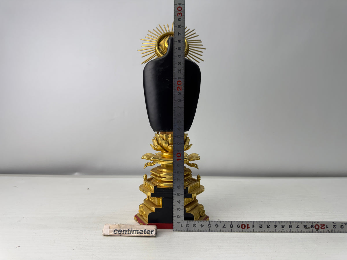 Y11217 STATUE plain wood carving gold leaf Buddha figure Japan antique Buddhism