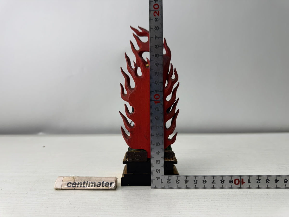 Y11218 STATUE wood carving colored Fudo Myoo Acala Japan antique Buddhism art