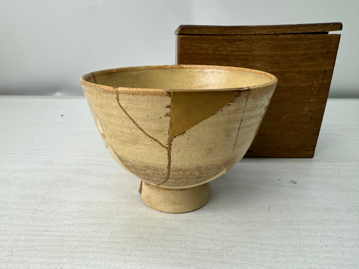 Y11221 CHAWAN Kyo-ware Ninsei kintsugi bowl signed Japan antique tea ceremony